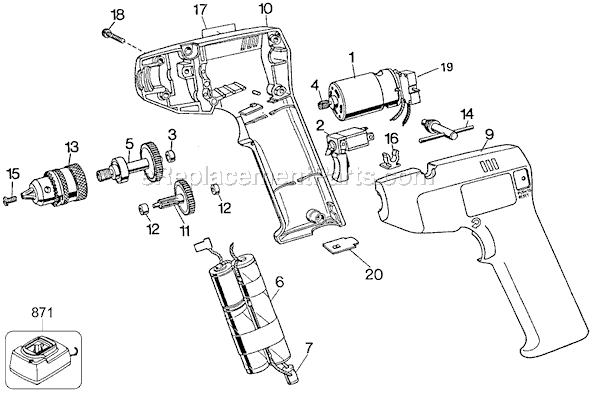 Page A Diagram and Parts List for 9026 Type 2 Black and Decker Cordless Drill
